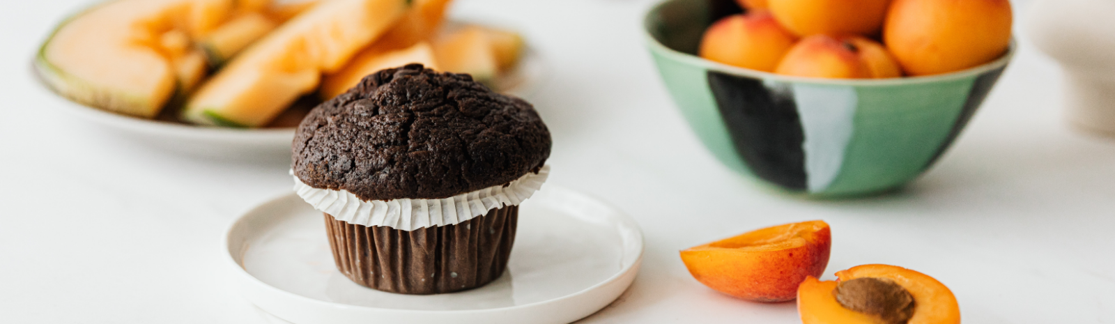 Chocolate cupcake with fruit